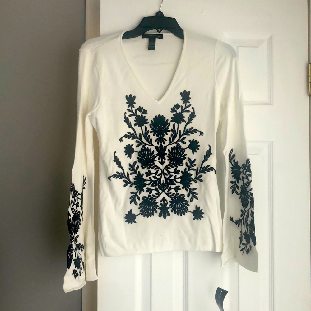 INC Embroidered White Sweater